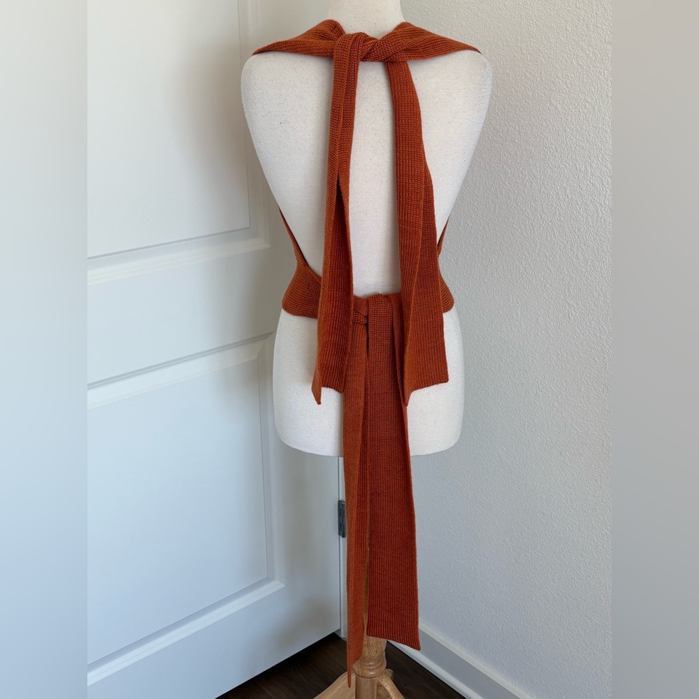 Free People Beach Knit Halter Top Size L Backless Boho Festival Spring NEW - Picture 3 of 7